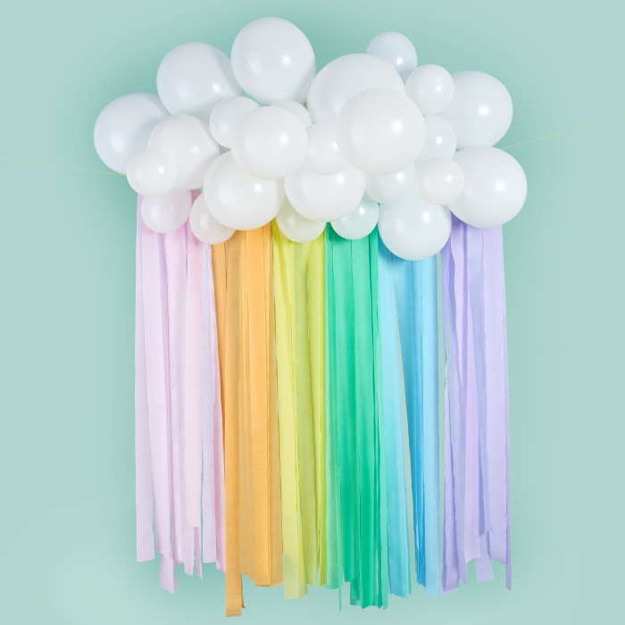 Rainbow Balloon and Streamer Backdrop | Party Save Smile