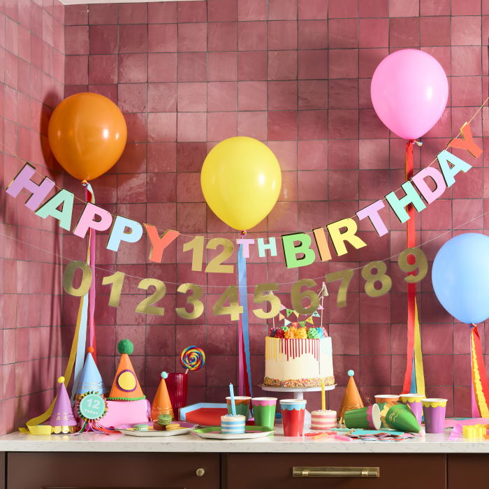 Bright Happy Birthday Customisable Card Banner 3 metres