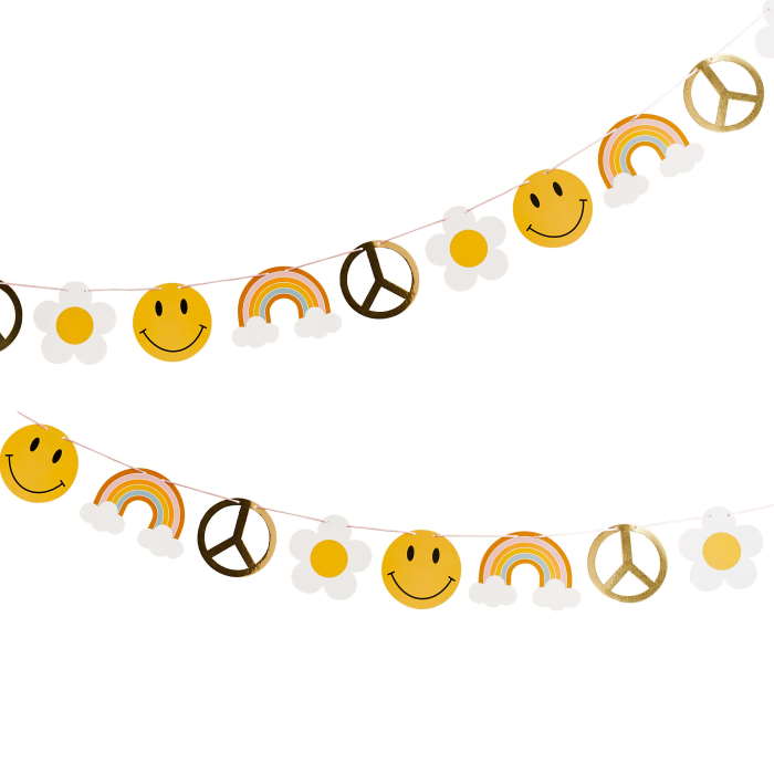 Groovy Hippie Banner Gold Foiled Garland 2.5 m | Party Save Smile