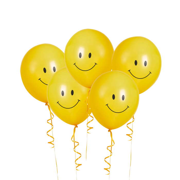Smile Face Latex Balloons 5 Pack | Party Save Smile