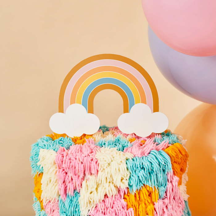 Paper Rainbow Birthday Cake Topper 16cm | Party Save Smile