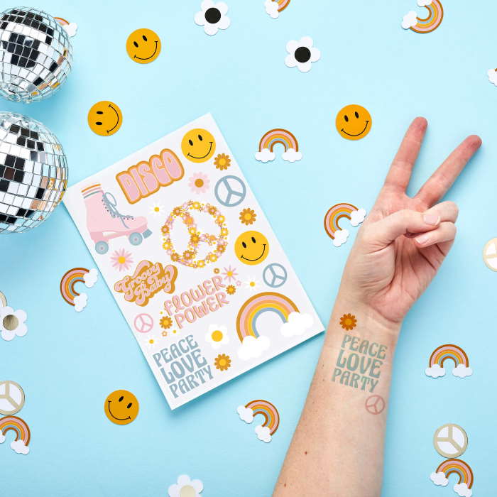 2 Hippie Temporary Tattoo Sheets Pack of 2 | Party Save Smile