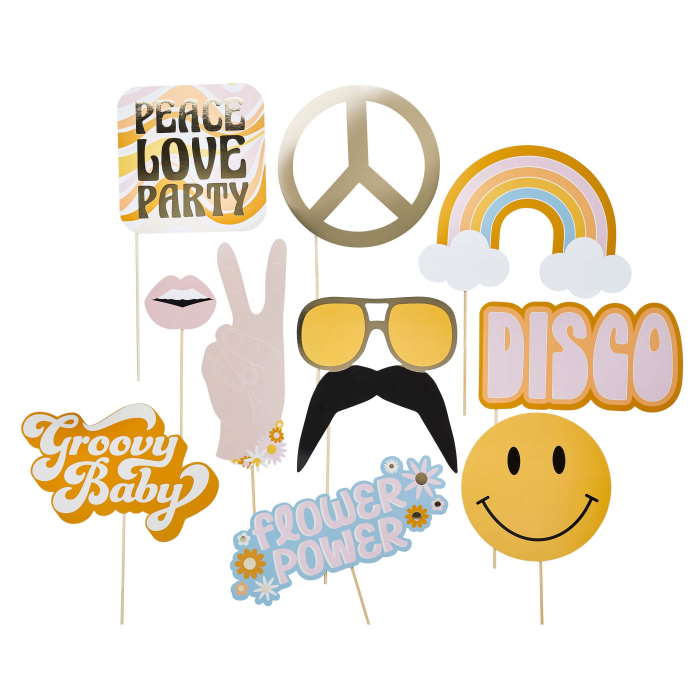 Hippie Photo Booth Props 10 Pack | Party Save Smile