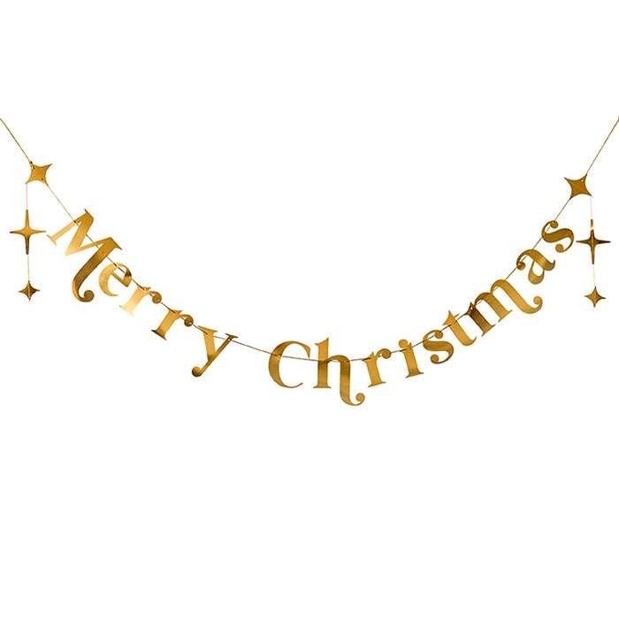 Gold 'Merry Christmas' Banner Decoration 2 metres