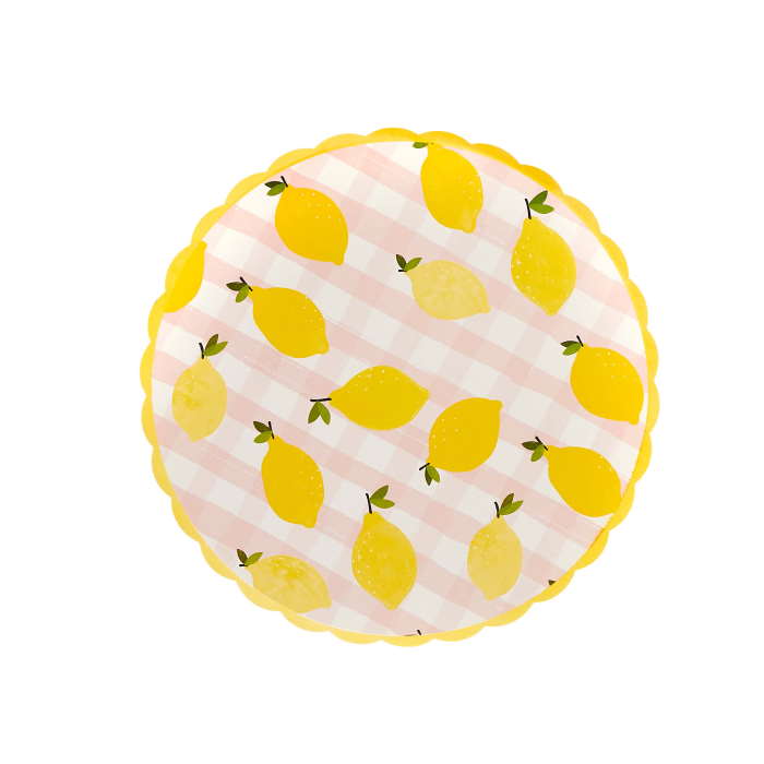 Paper Lemon and Gingham Plates 8 Pack | Party Save Smile