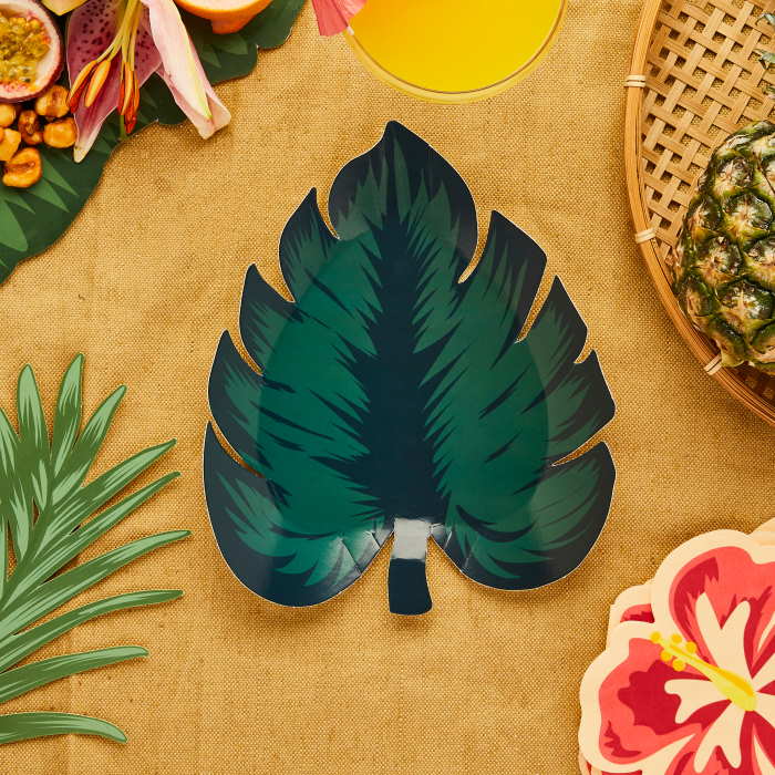 Tropical Green Leaf Paper Plates 8 Pack | Party Save Smile
