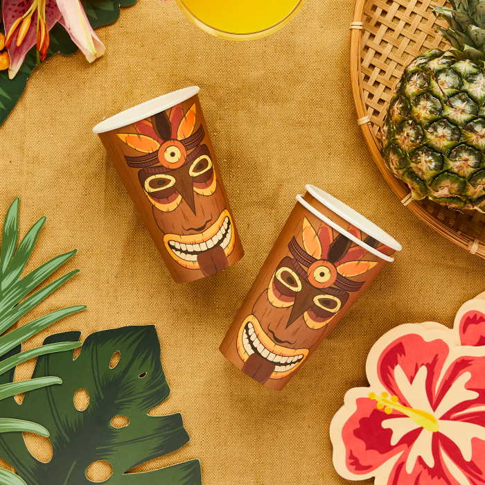 Tropical Tiki Paper Party Cups 8 Pack | Party Save Smile