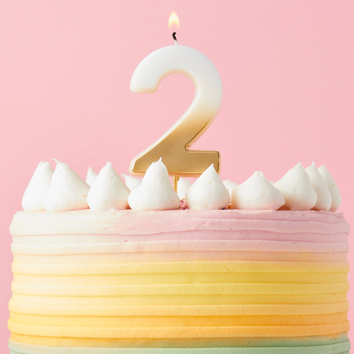 Gold Ombre Number 2 Cake Candle | Party Save Smile