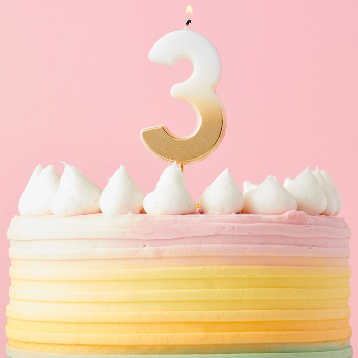 Gold Ombre Number 3 Cake Candle | Party Save Smile