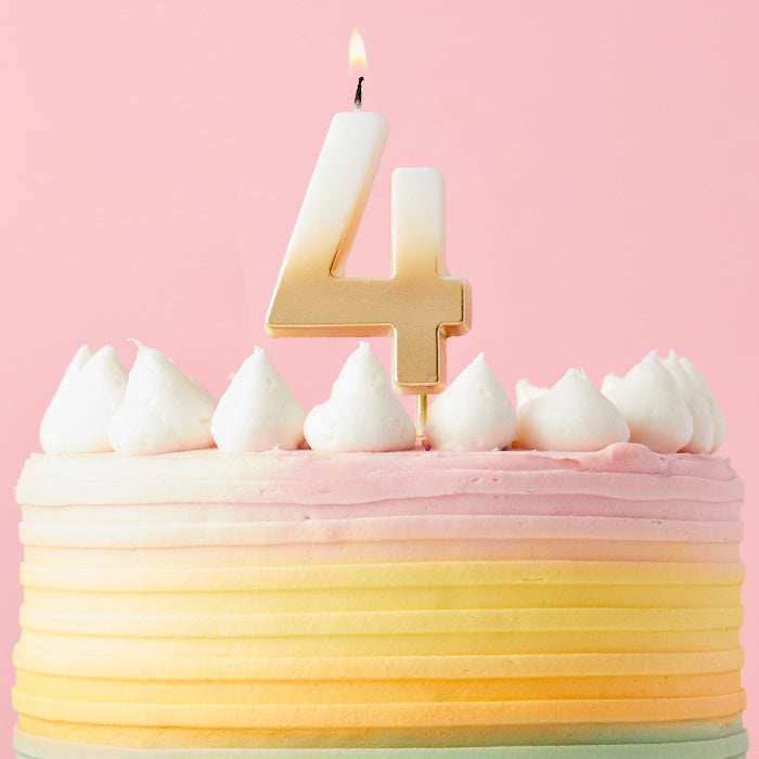 Gold Ombre Number 4 Cake Candle | Party Save Smile