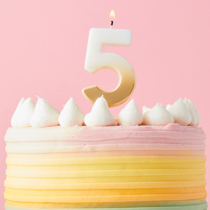 Gold Ombre Number 5 Cake Candle | Party Save Smile