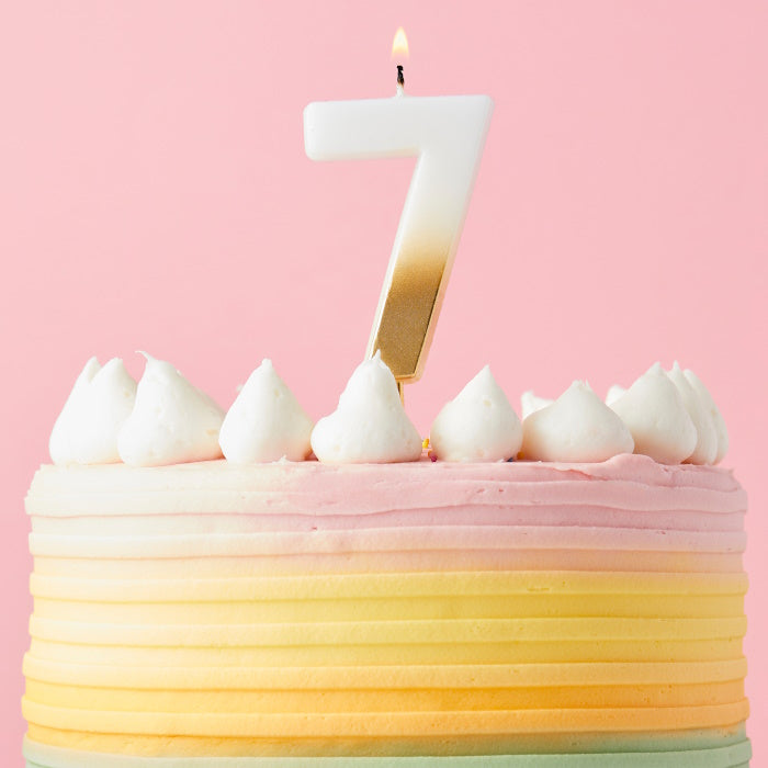 Gold Ombre Number 7 Cake Candle | Party Save Smile
