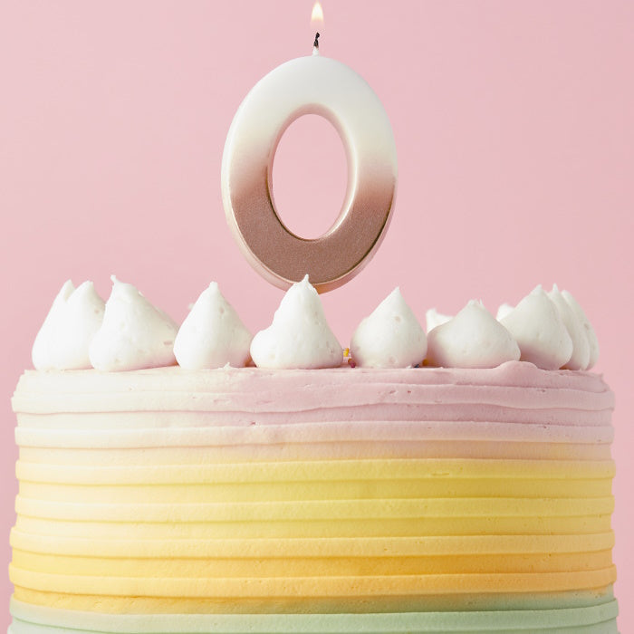 Rose Gold Ombre Number 0 Cake Candle