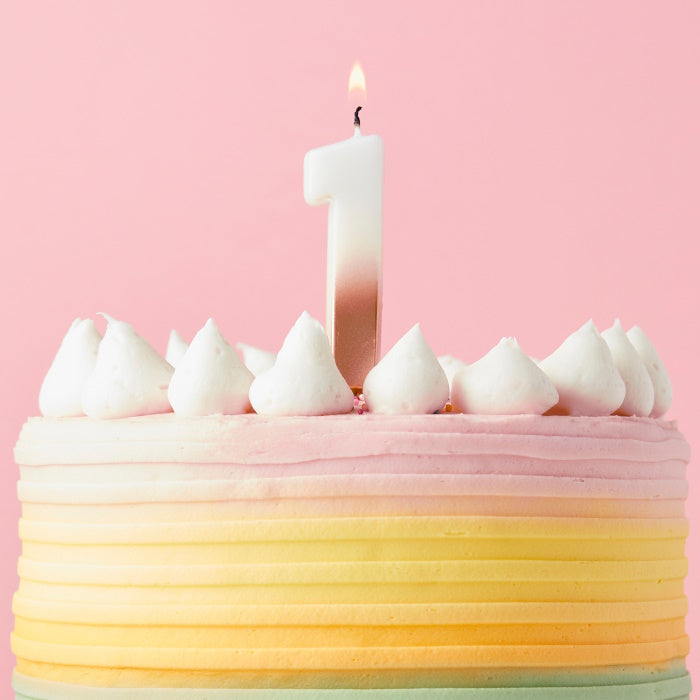 Rose Gold Ombre Number 1 Cake Candle | Party Save Smile