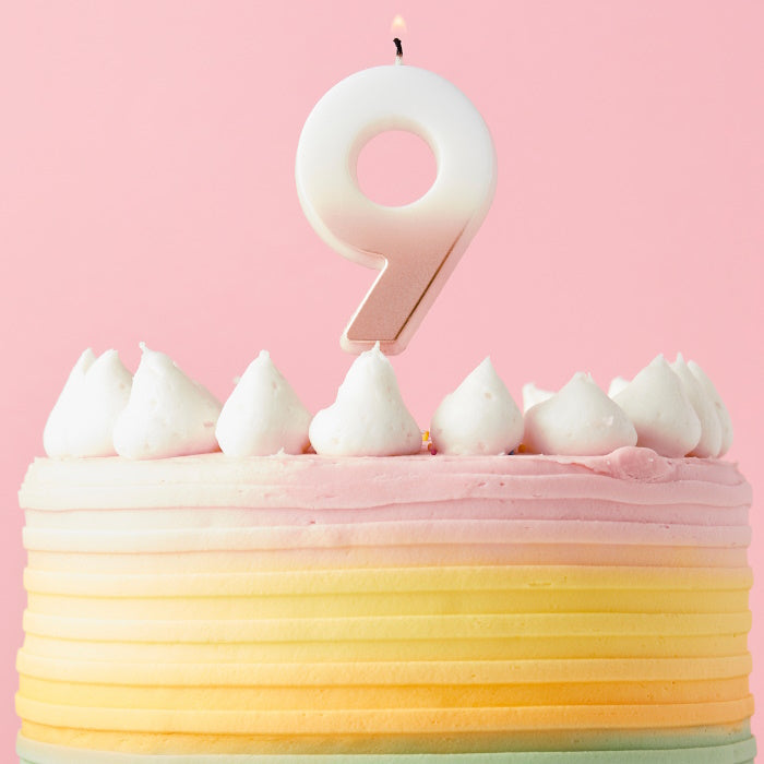 Rose Gold Ombre Number 9 Cake Candle | Party Save Smile