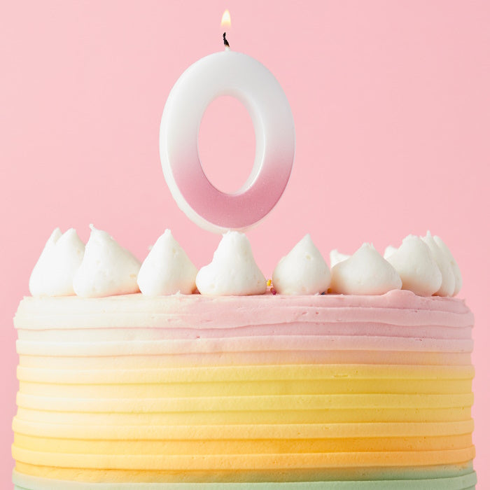 Pink Ombre Number 0 Cake Candle | Party Save Smile