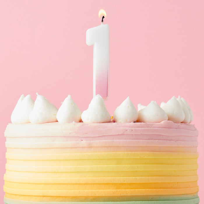 Pink Ombre Number 1 Cake Candle | Party Save Smile