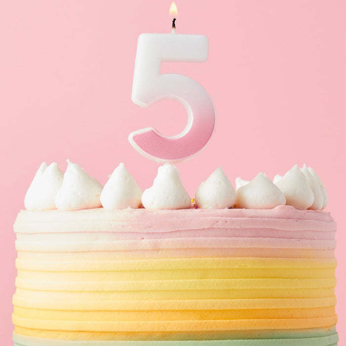 Pink Ombre Number 5 Cake Candle | Party Save Smile