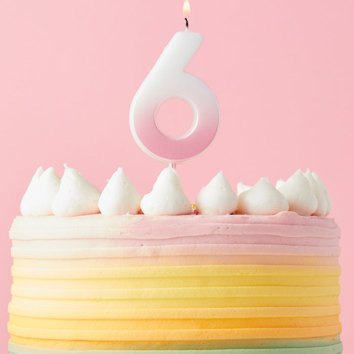 Pink Ombre Number 6 Cake Candle | Party Save Smile