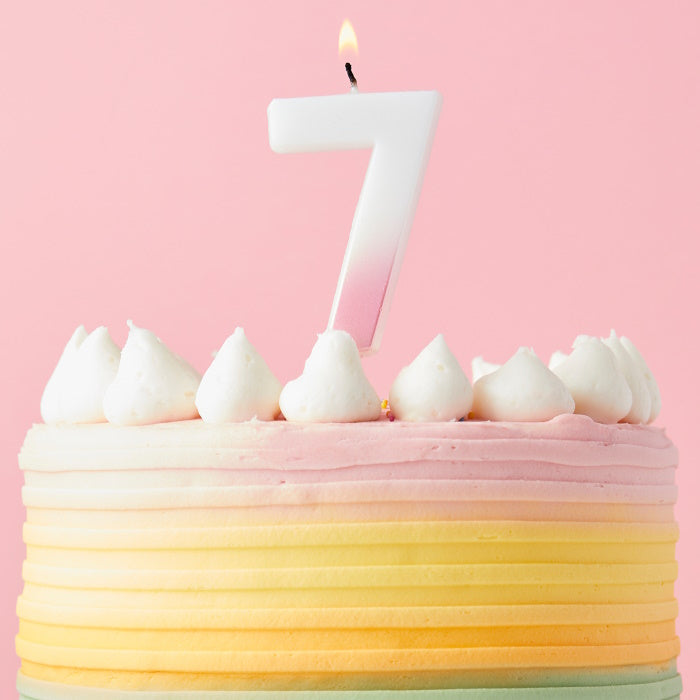 Pink Ombre Number 7 Cake Candle | Party Save Smile