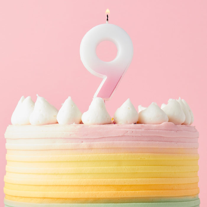 Pink Ombre Number 9 Cake Candle | Party Save Smile