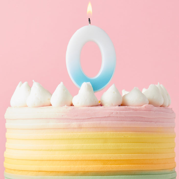 Blue Ombre Number 0 Cake Candle | Party Save Smile