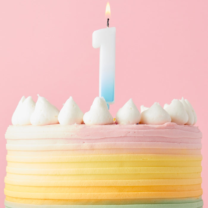 Blue Ombre Number 1 Cake Candle | Party Save Smile
