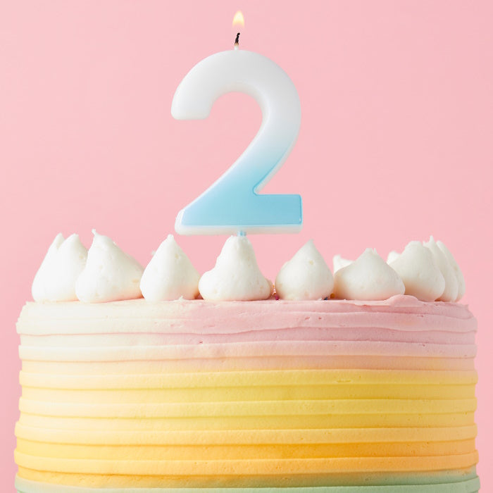 Blue Ombre Number 2 Cake Candle | Party Save Smile