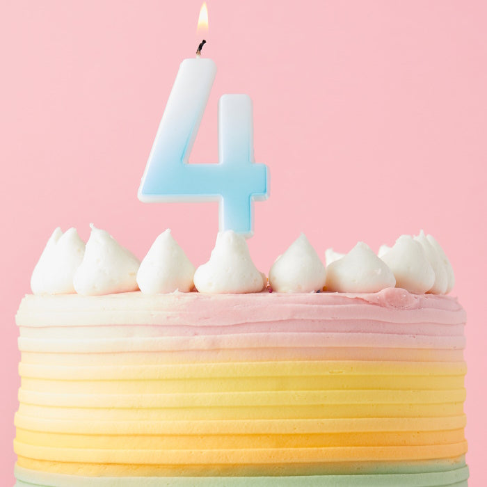 Blue Ombre Number 4 Cake Candle | Party Save Smile