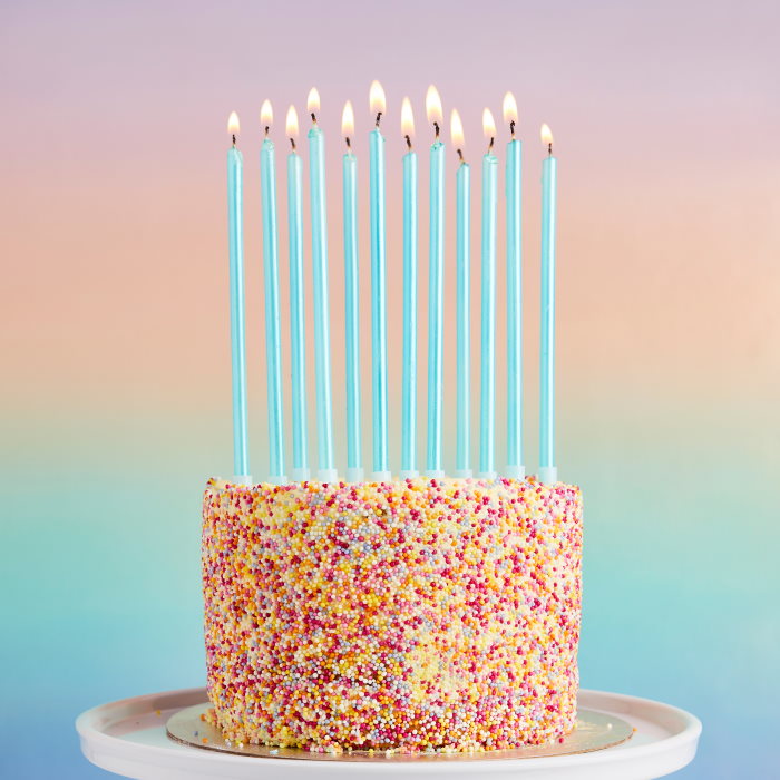 Blue Tall Skinny Candles 12 Pack | Party Save Smile