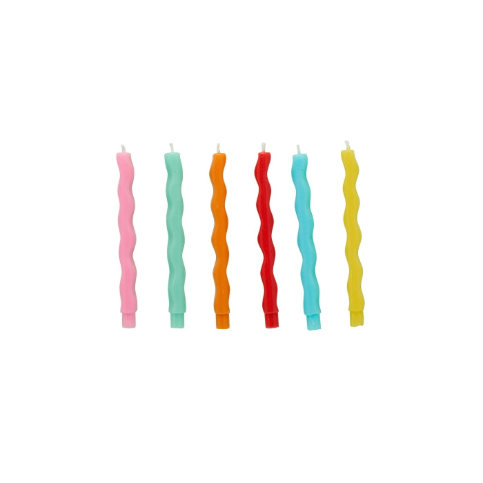 Bright Wavy Cake Candles Pack of 12
