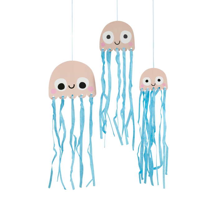 Hanging Jellyfish Decorations with Tassels 3 pack | Party Save Smile