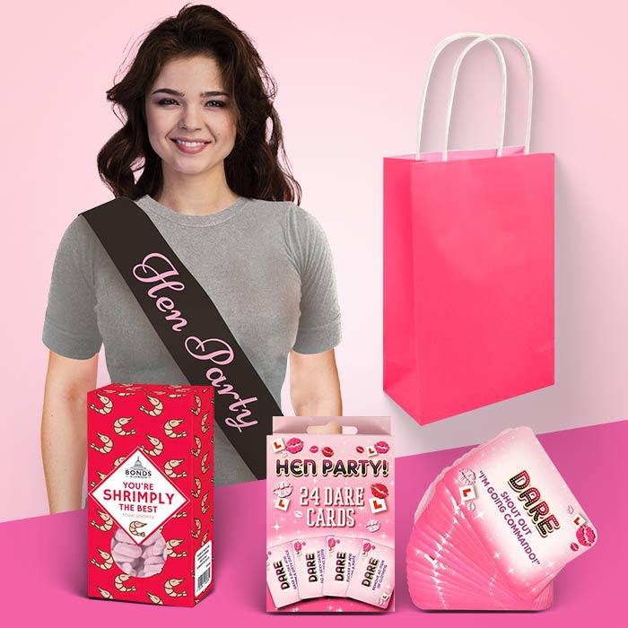 Pink Hen Party Bag with Fillers - Sash and Sweets | Party Save Smile