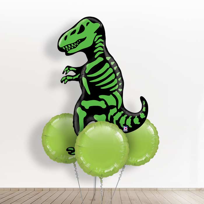 T Rex Big Dinosaur Helium Balloons in a Box Gift - With 3 Plain Balloons | Party Save Smile