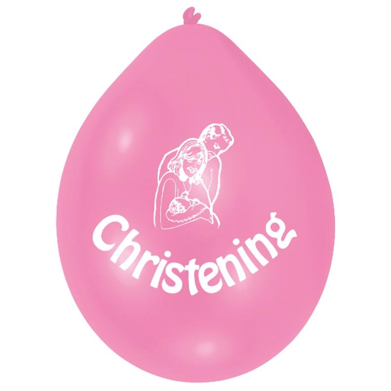 Pink Christening Print Party Latex Balloons Pack of 10 | Party Save Smile