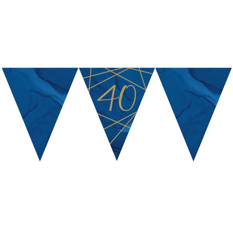 Bunting 40th Birthday - Blue and Gold 3.7 Metres | Party Save Smile