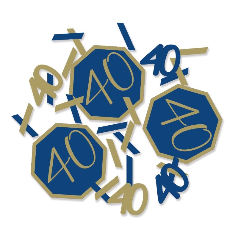 Blue and Gold Geometric 40th Birthday Confetti 14 Grams | Party Save Smile