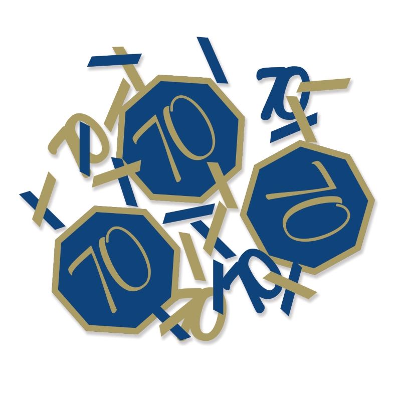 Blue and Gold 70th Birthday Table Confetti 14 Grams | Party Save Smile