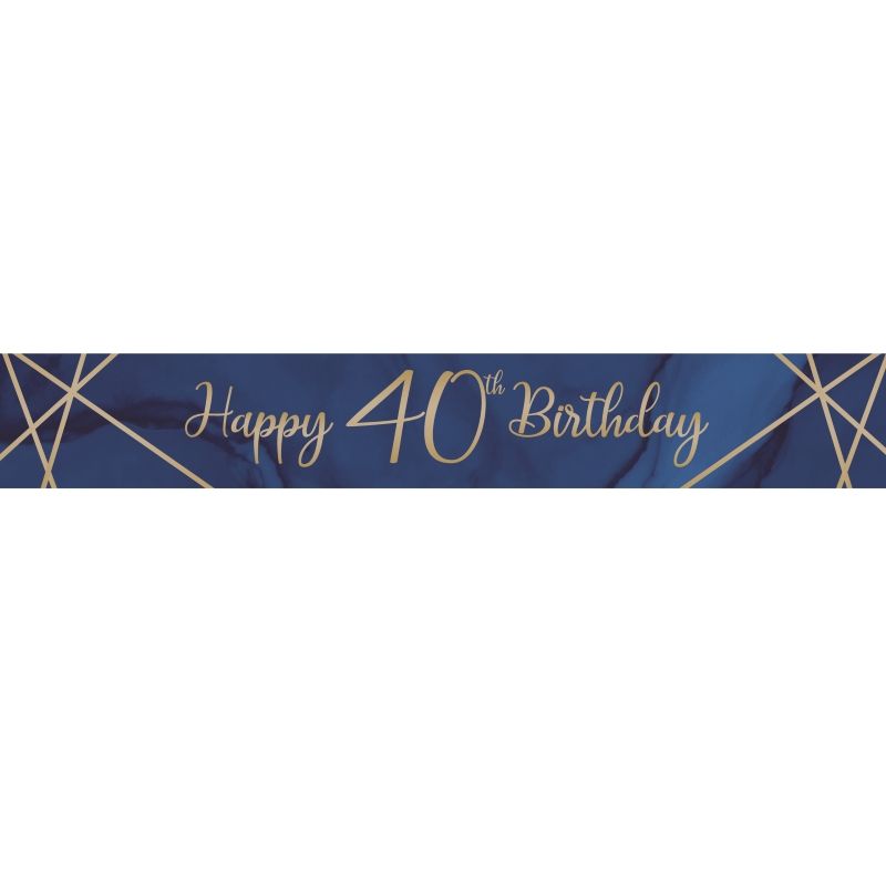 Blue and Gold 40 Birthday Bunting Banners 2.7 metres | Party Save Smile