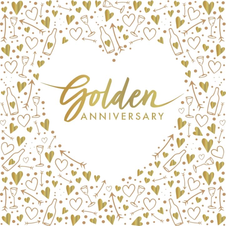 Gold Heart 50th Wedding Anniversary Napkins Pack of 16 | Party Save Smile