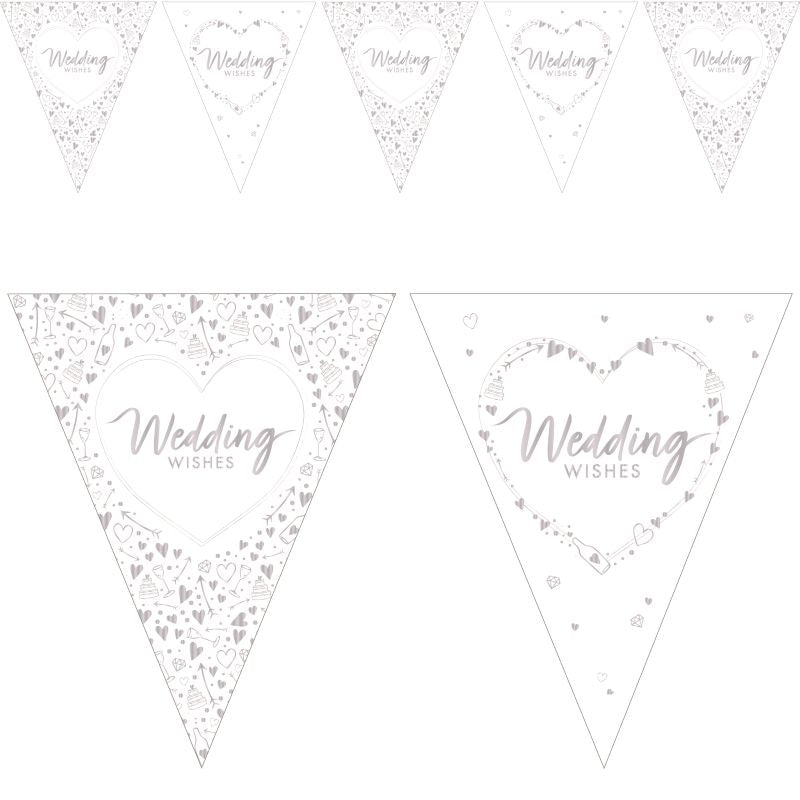 Wedding Wishes Wedding Bunting 3.7 Metres | Party Save Smile