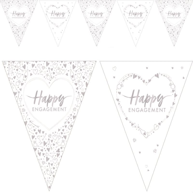 Hearts Happy Engagement Bunting Decoration 3.7 Metres | Party Save Smile