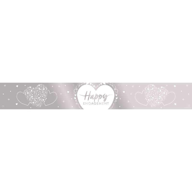 Happy Engagement Heart Foil Banner Decoration 2.7 Metres | Party Save Smile