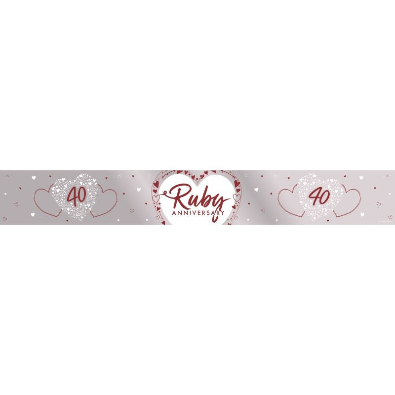 40th Ruby Wedding Anniversary Foil Banner 2.7 metres | Party Save Smile