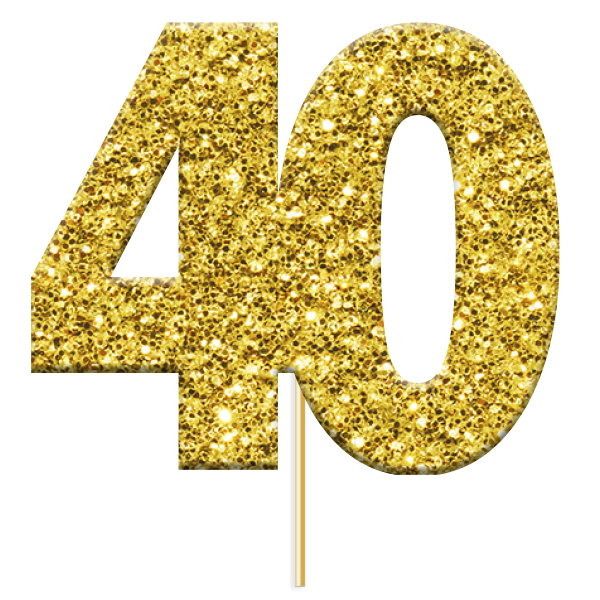 Glittering Gold 40th Birthday Cake Toppers Pack of 12 | Party Save Smile