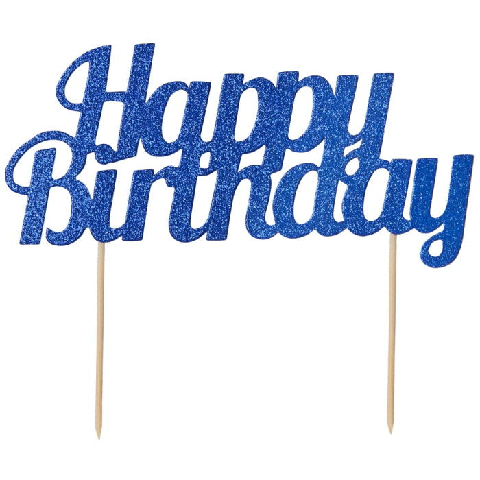 Blue Happy Birthday Cake Topper Decoration | Party Save Smile