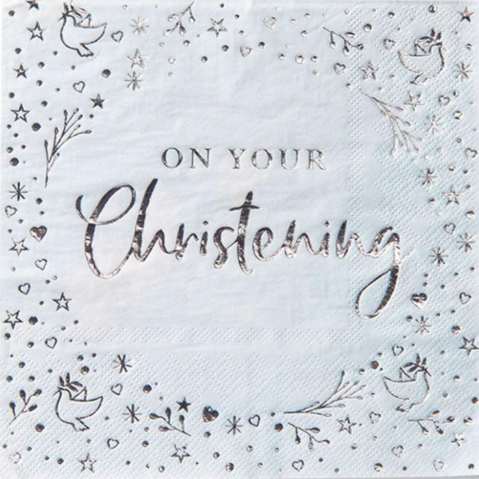 Blue On Your Christening Party Napkins Serviettes Pack of 16 | Party Save Smile