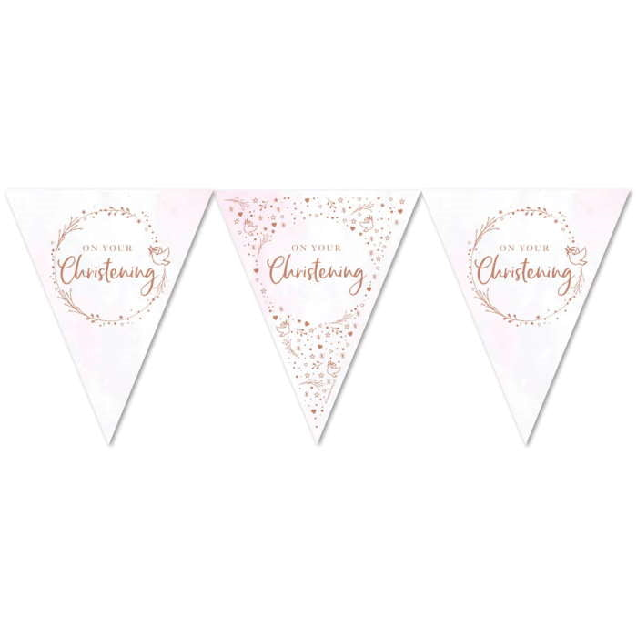 Blush Rose Gold On Your Christening Bunting 3.7 Metres | Party Save Smile