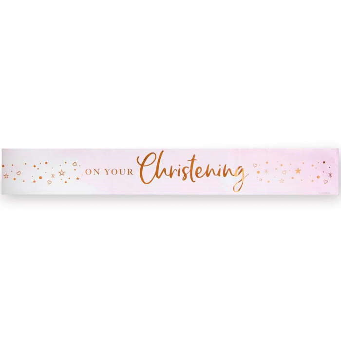 Blush Rose Gold Christening Banner 2.7 Metres | Party Save Smile