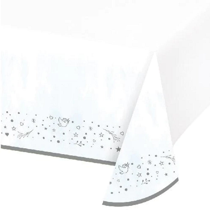 Blue Paper Christening Tablecloths 137 x 243cm | Party Save Smile
